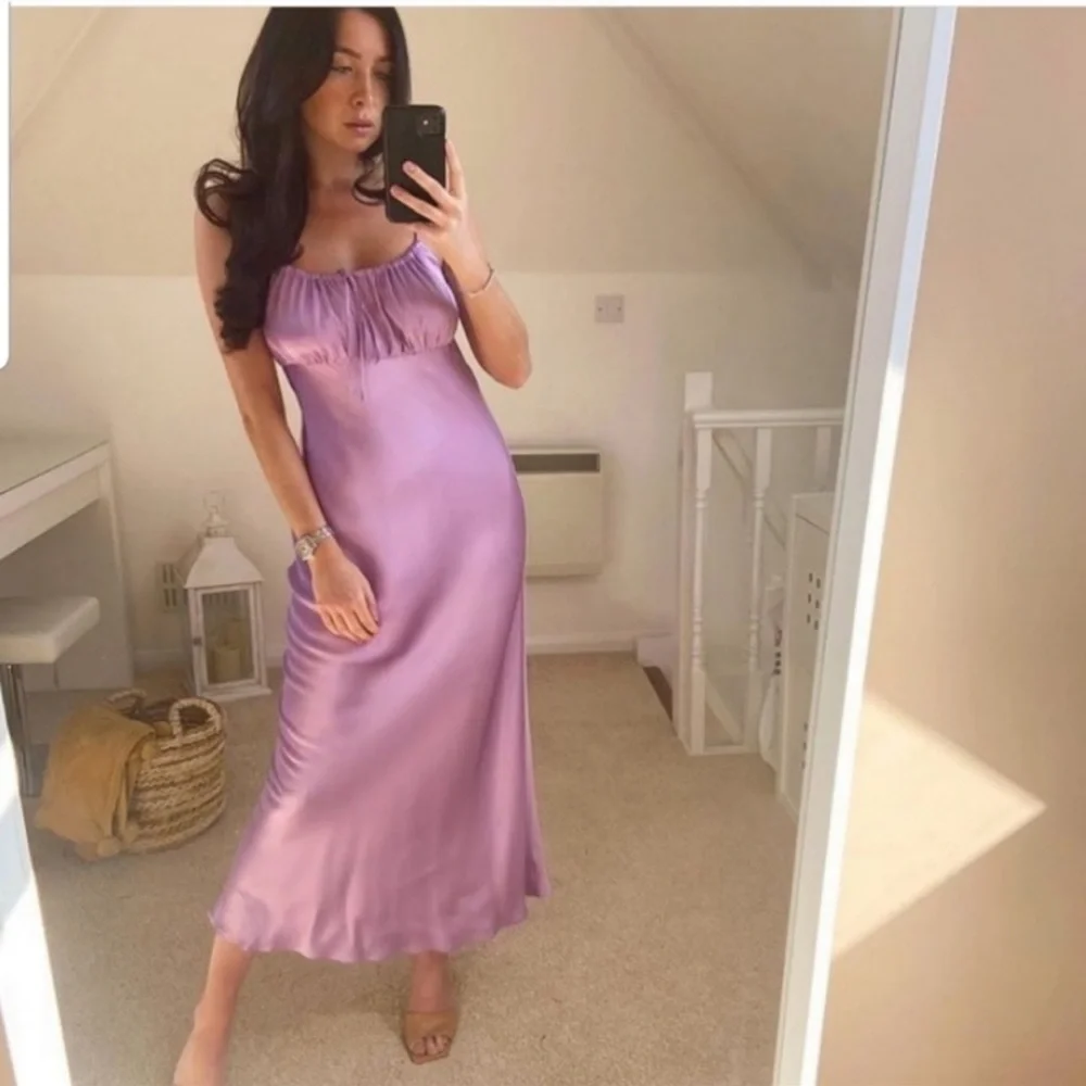 ZARA BLOGGERS FAV LILAC Satin Slip Maxi Purple Dress - Picture 7 of 11